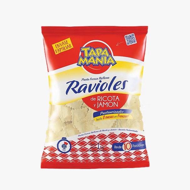 RAVIOLES BOLSA RICOTA Y JAMON X 1 KG