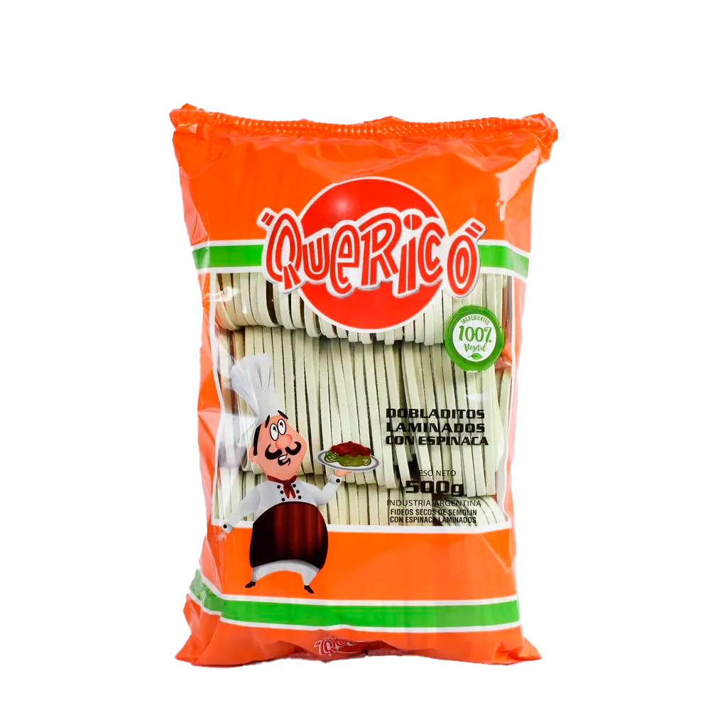 QUE RICO FIDEOS DOBLADITO ESPINACA 500 GR